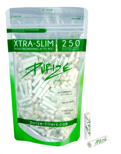 PURIZE Aktivkohlefilter, XTRA Slim WHITE, ø 5,9mm, 250er Packung